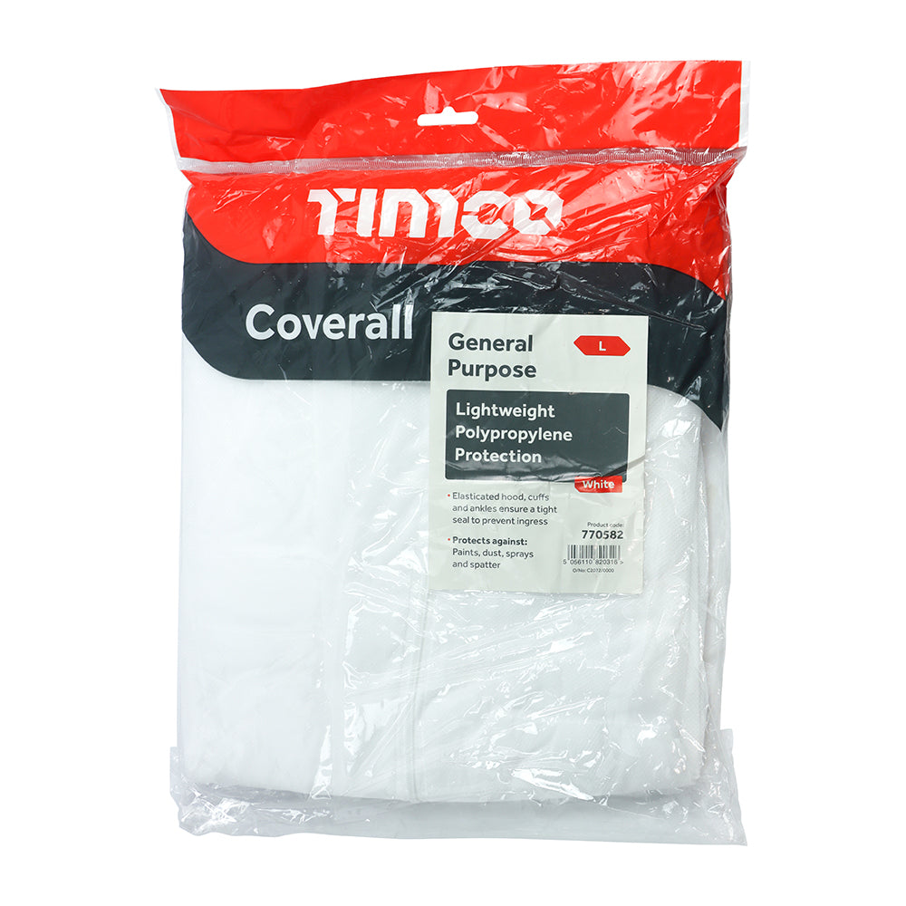 This is an image of Timco - General Purpose Coverall - White Large (1 Each Bag) 770582