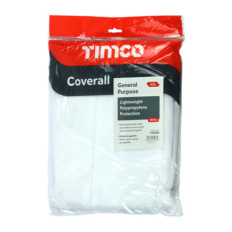 This is an image of Timco - General Purpose Coverall - White XX Large (1 Each Bag) 770705