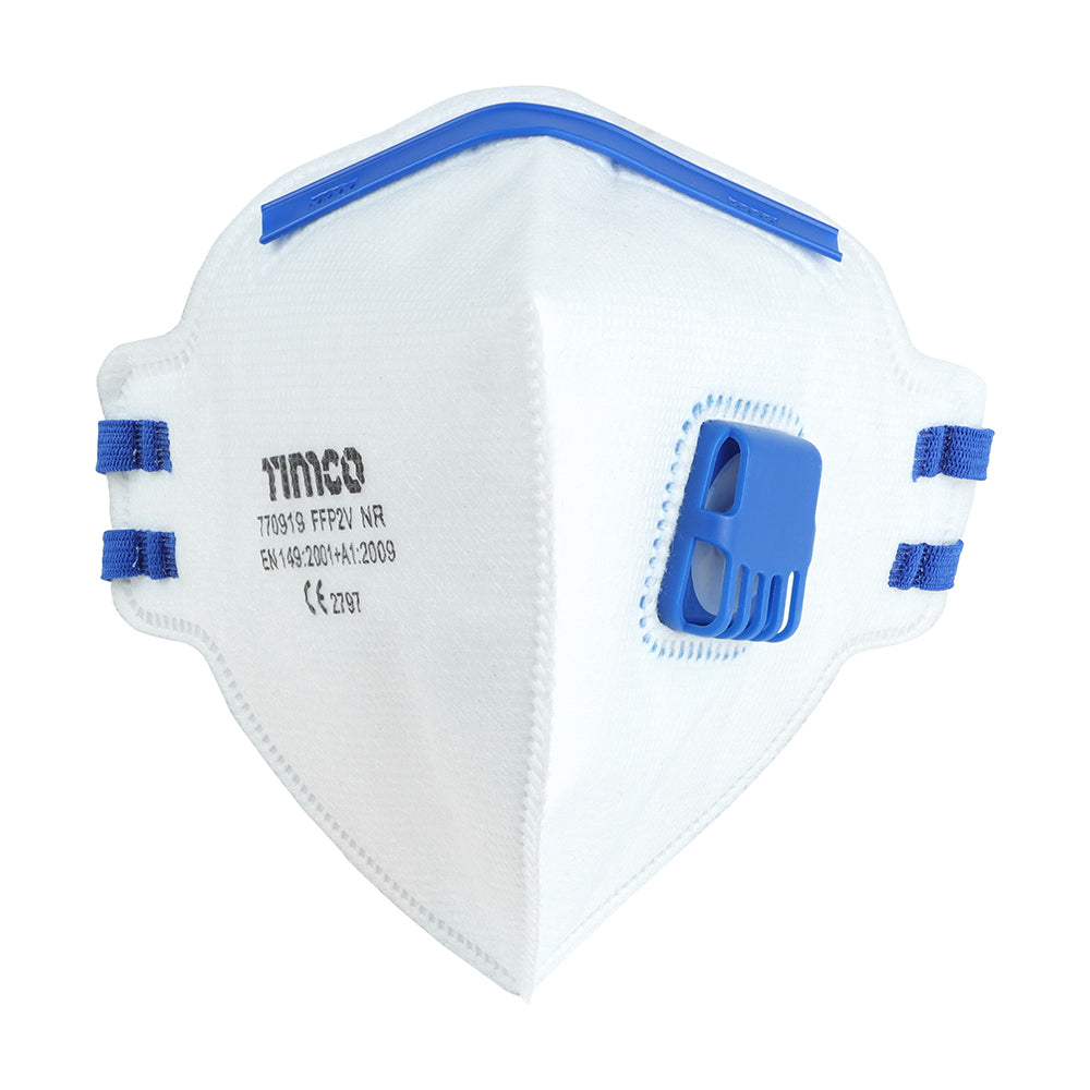 This is an image of Timco - FFP2 Fold Flat Masks with Valve One Size (3 Pieces Bag) 770737
