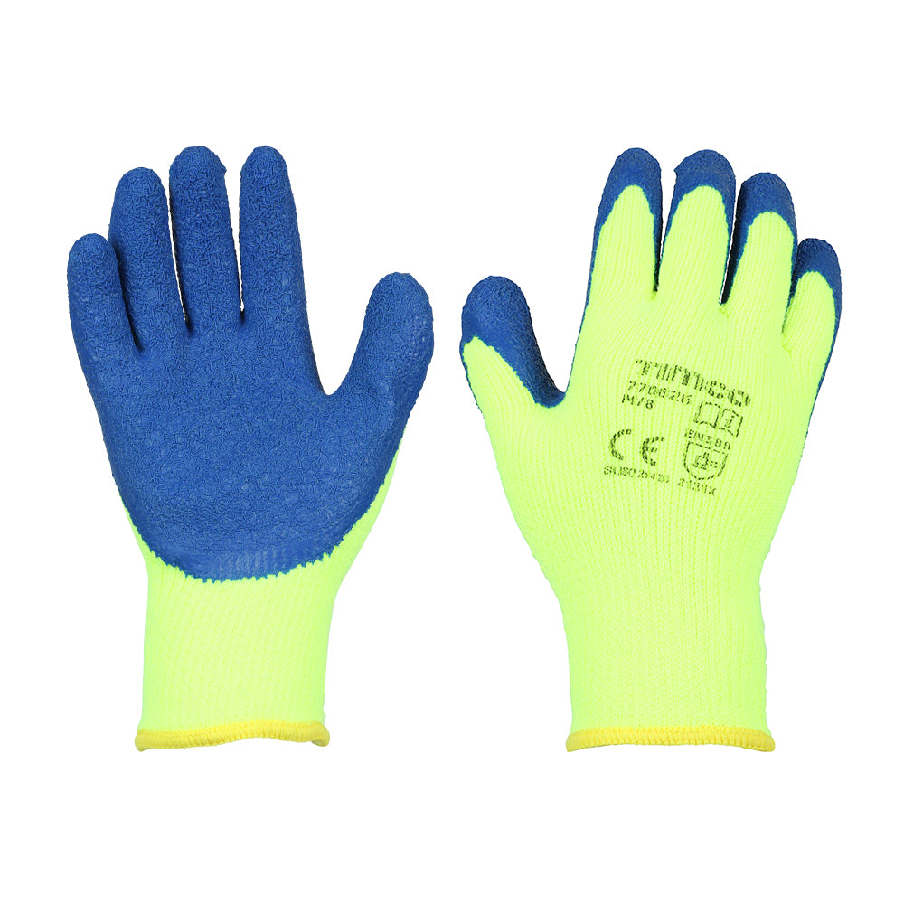 This is an image of Timco - Warm Grip Gloves - Crinkle Latex Coated Polyester Medium (1 Pairs Backing Card) 770826