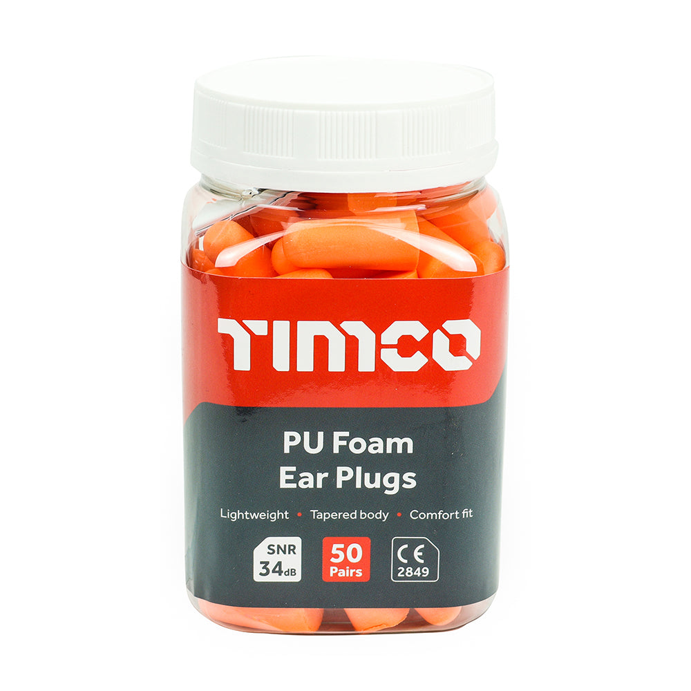 This is an image of Timco - PU Foam Ear Plugs One Size (50 Pairs Jar) 770867