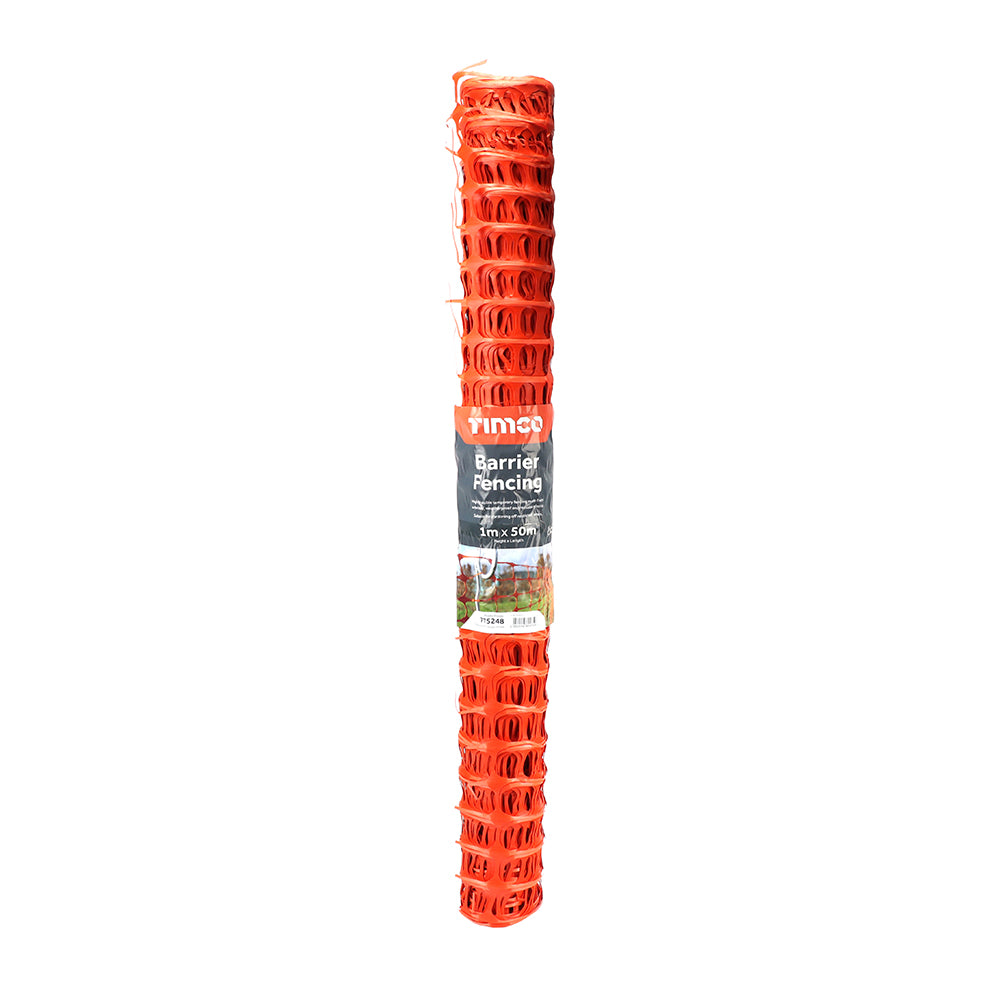 This is an image of Timco - Barrier Fencing - Orange 1m x 50m (1 Each Bag) 775248