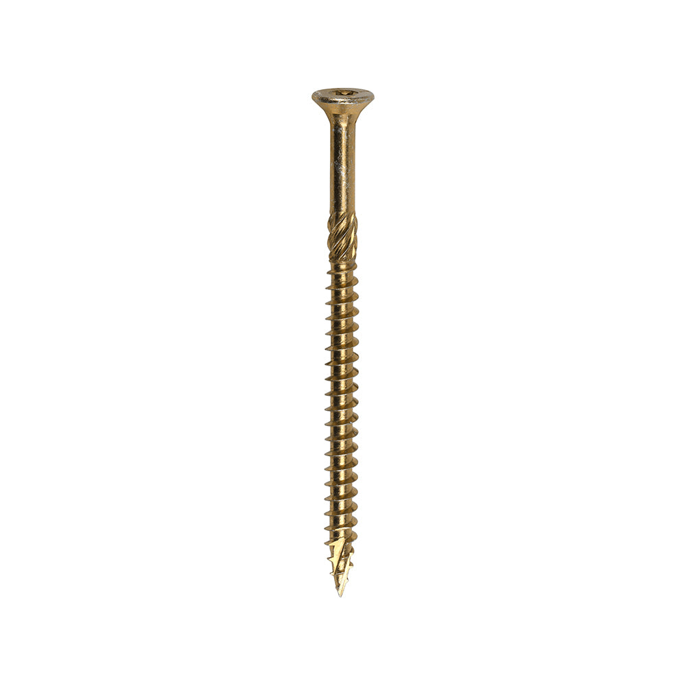 This is an image of Timco - C2 Clamp-Fix Screws - TX - Double Countersunk with Ribs - Twin-Cut - Yellow 8.0 x 120mm - (50 PCS Box) 80120C2C