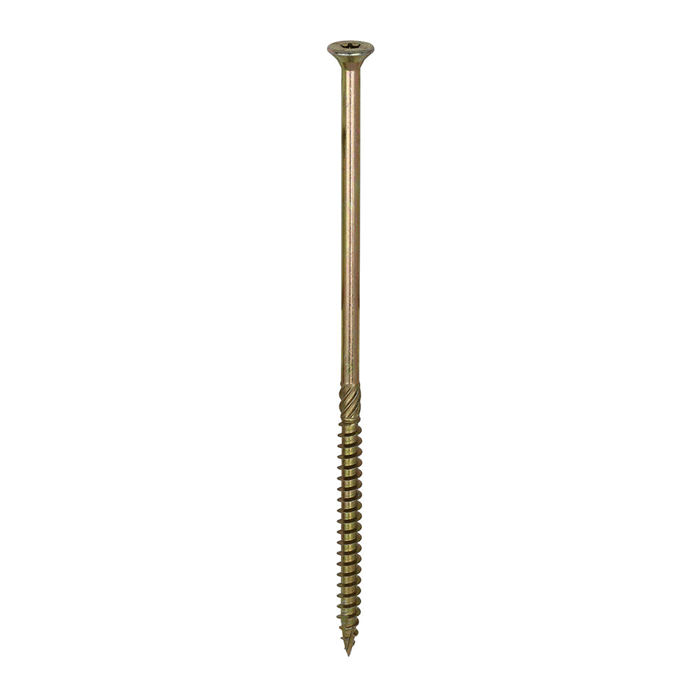 This is an image of Timco - C2 Clamp-Fix Screws - TX - Double Countersunk with Ribs - Twin-Cut - Yellow 8.0 x 200mm - (50 PCS Box) 80200C2C