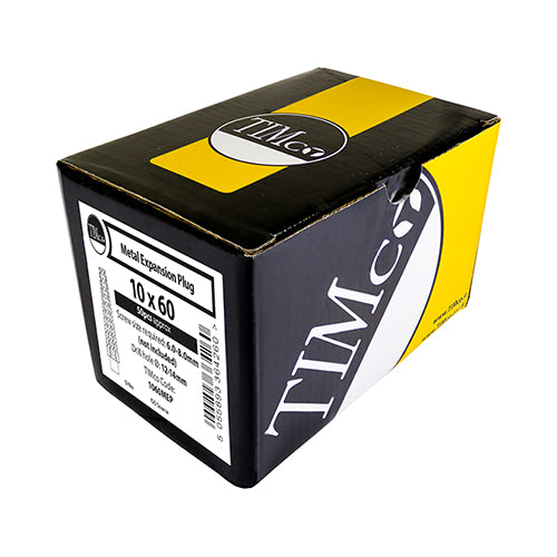 This is an image of Timco - Metal Expansion Plugs - Yellow 8.0 x 60mm - (50 PCS Box) 860MEP