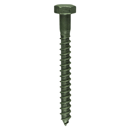This is an image of Timco - Coach Screws - Hex - Exterior - Green 8.0 x 75mm - (10 PCS Bag) 875INCSB