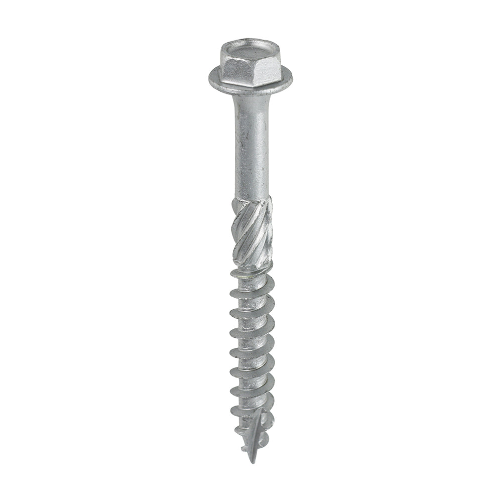 This is an image of Timco - Hex Head Timber Screw - Silver 8.0 x 75mm - (10 PCS TIMbag) 875INI