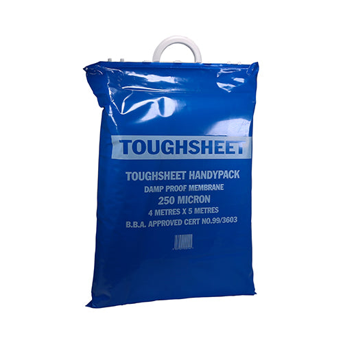This is an image of Timco - Toughsheet Damp Proof Membrane - Handy Pack - Blue 4m x 5m / 250 microns (1 Each Bag) 887405