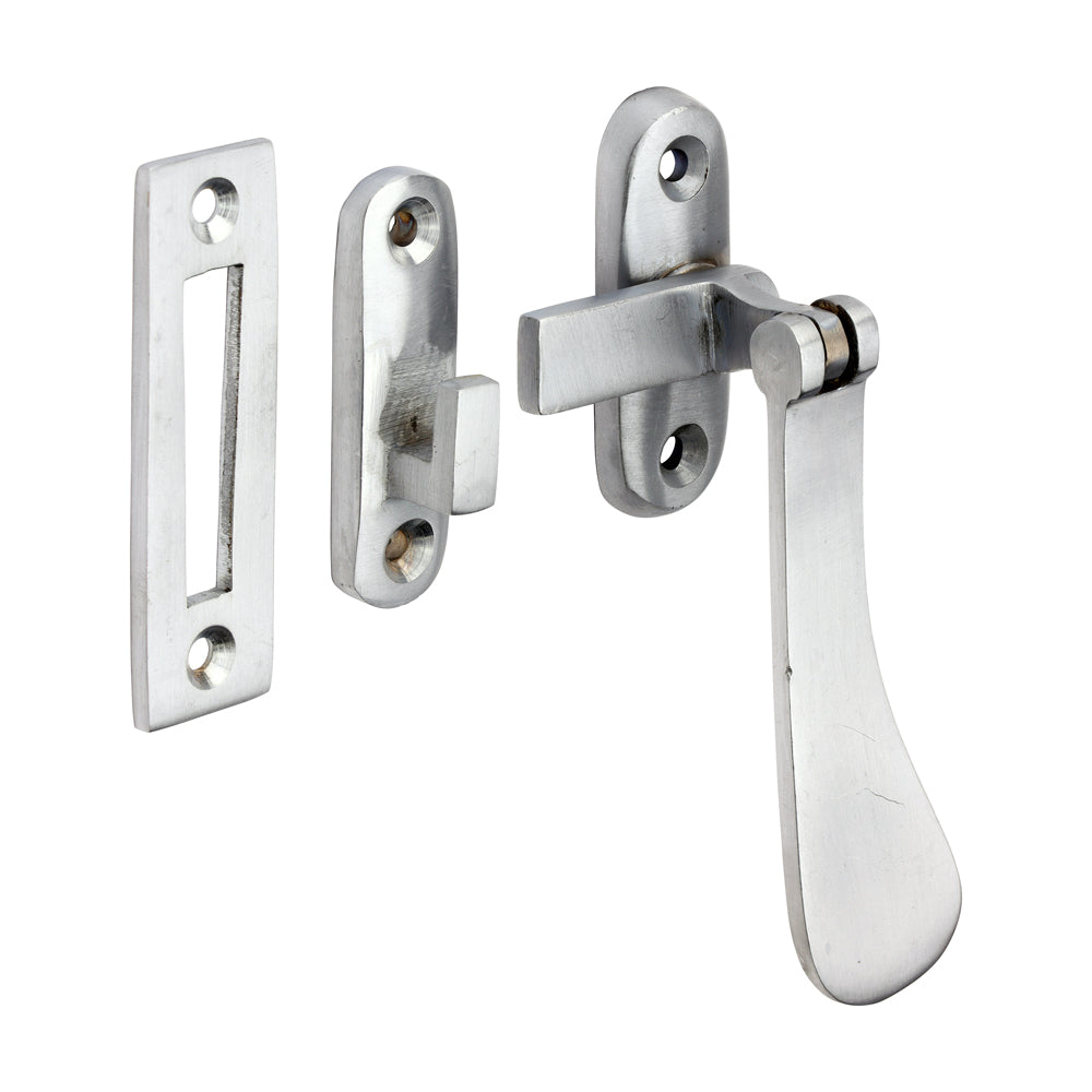 This is an image of Timco - Hook & Mortice Plate Casement Fastener - Satin Chrome 54 x 19 (1 Each TIMpac) 949353P