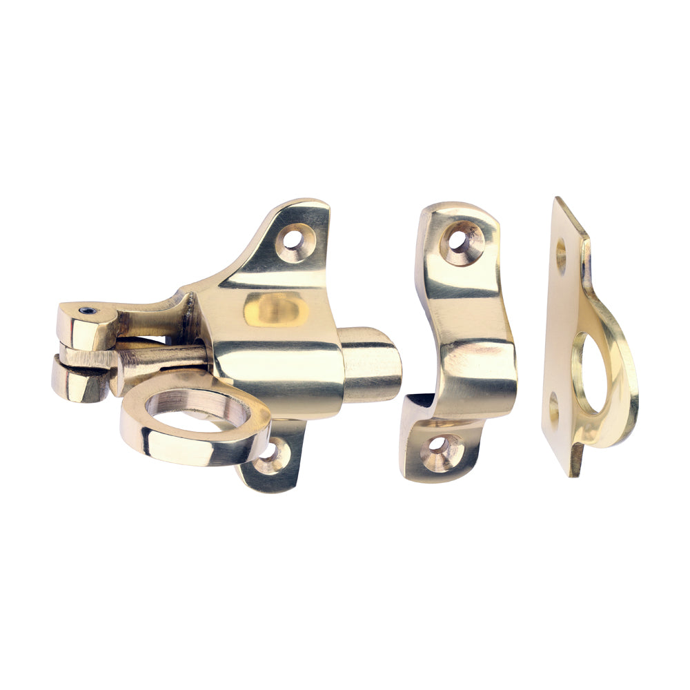 This is an image of Timco - Fanlight Catch - Polished Brass 50 x 60 (1 Each TIMpac) 949699P