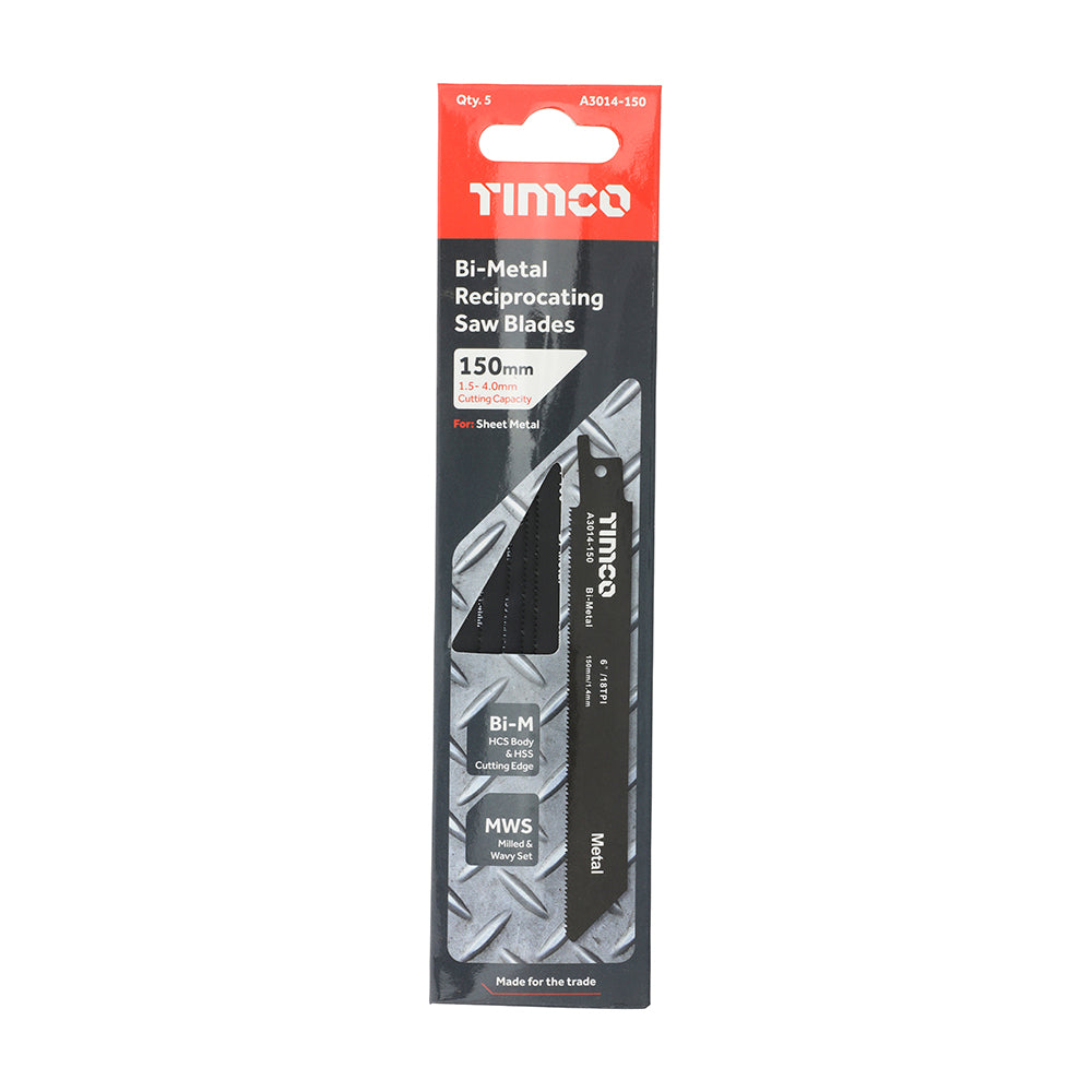 This is an image of Timco - Reciprocating Saw Blades - Metal Cutting - Bi-Metal - S922EF S922EF (5 Pieces Pack) A3014-150