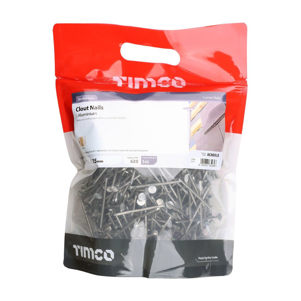 This is an image of Timco - Clout Nails - Aluminium 65 x 3.35mm (1 Kg TIMbag) ACN65LB