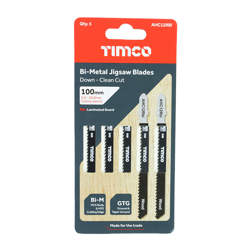 This is an image of Timco - Jigsaw Blades - Wood Cutting - Bi-Metal Blades - T101BRF T101BRF (5 Pieces Pack) AHC12RBI