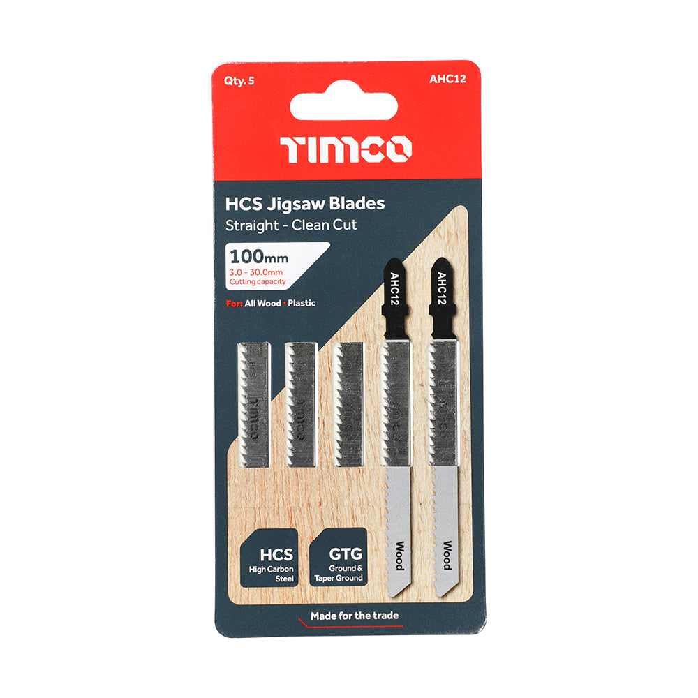 This is an image of Timco - Jigsaw Blades - Wood Cutting - HCS Blades - T101B T101B (5 Pieces Pack) AHC12