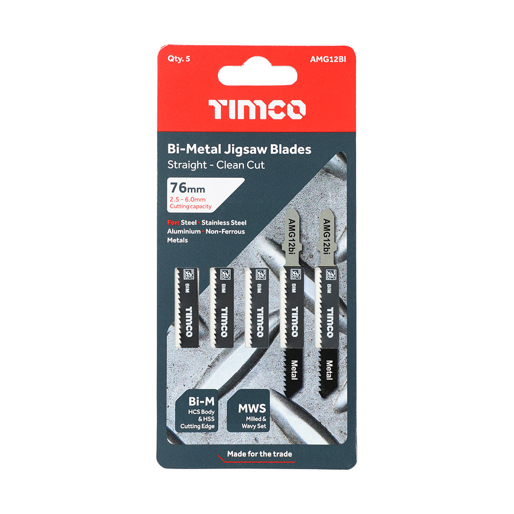 This is an image of Timco - Jigsaw Blades - Metal Cutting - Bi-Metal Blades - T118BF T118BF (5 Pieces Pack) AMG12BI