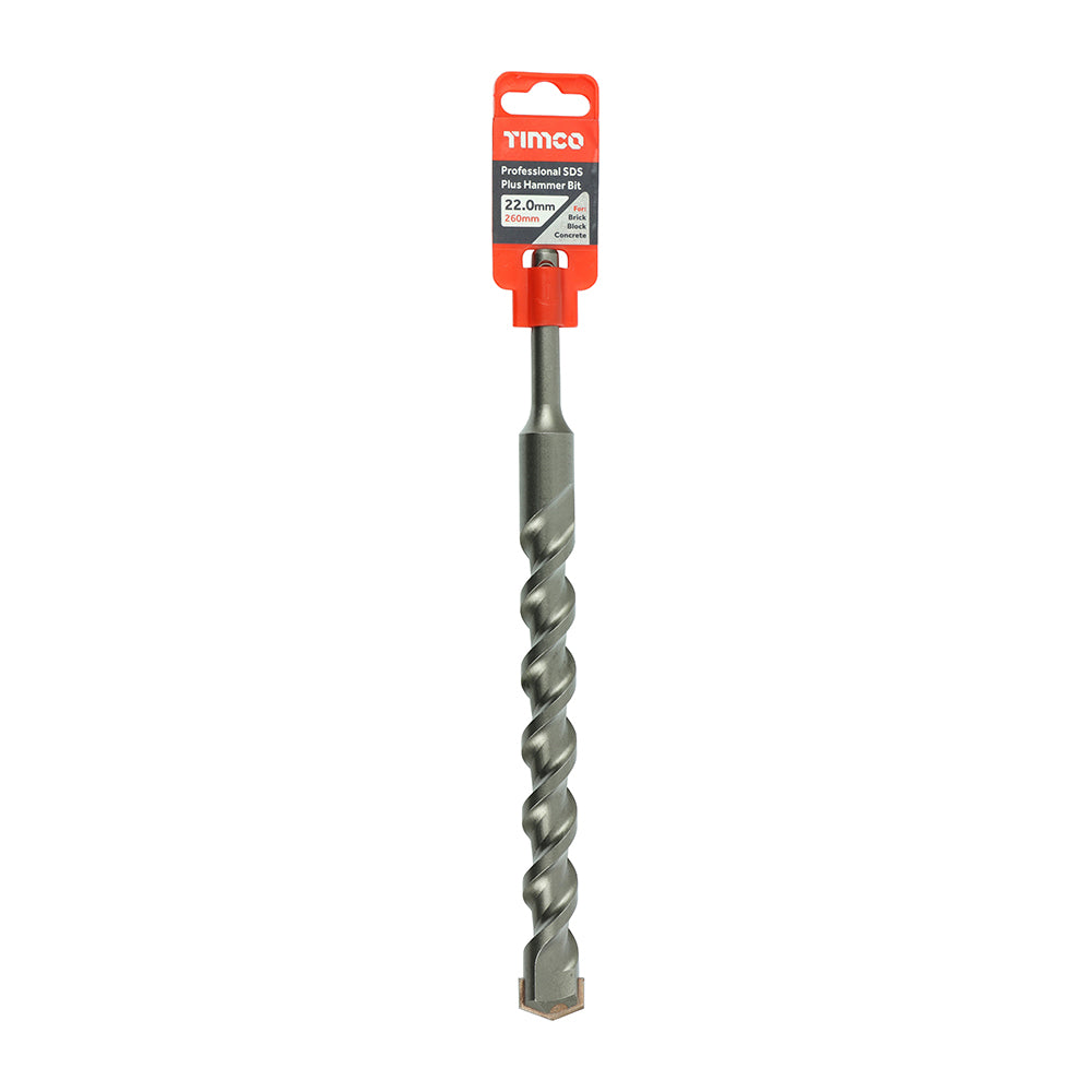 This is an image of Timco - Professional SDS Plus Hammer Bit 22.0 x 260 (1 Each Clip) AP22260