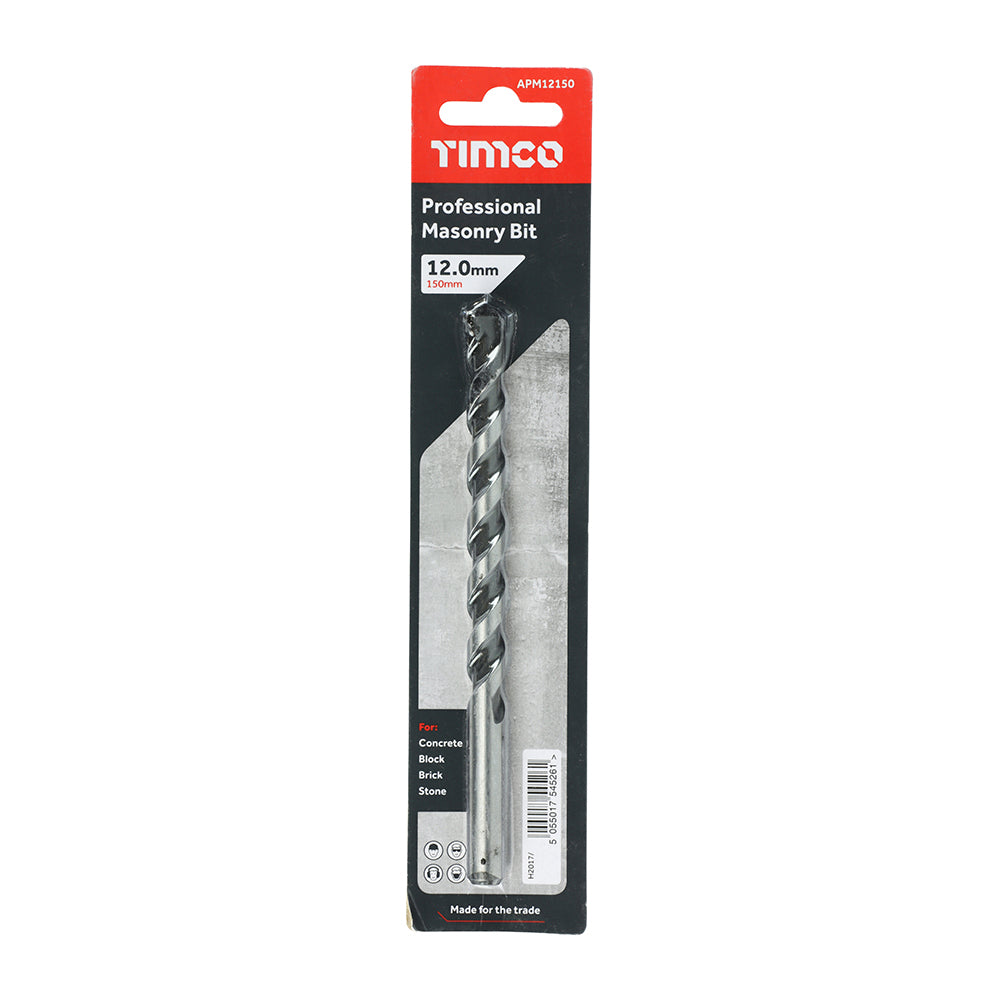 This is an image of Timco - Professional Masonry Bit 12.0 x 150 (1 Each Blister Pack) APM12150
