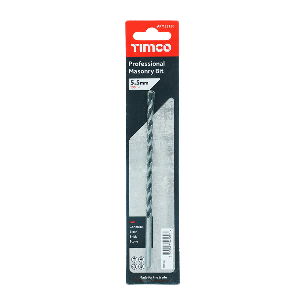 This is an image of Timco - Professional Masonry Bit 5.5 x 150 (1 Each Blister Pack) APM55150