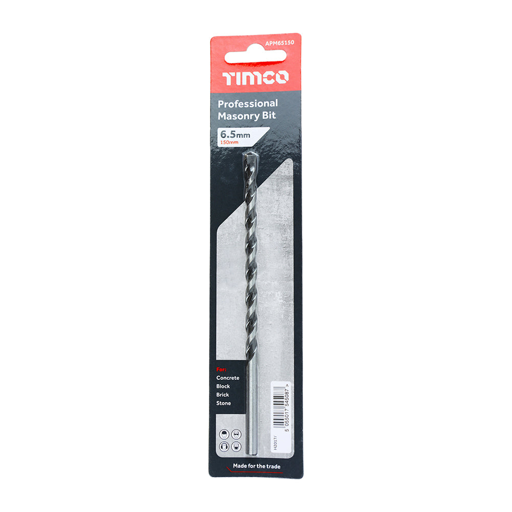 This is an image of Timco - Professional Masonry Bit 6.5 x 150 (1 Each Blister Pack) APM65150