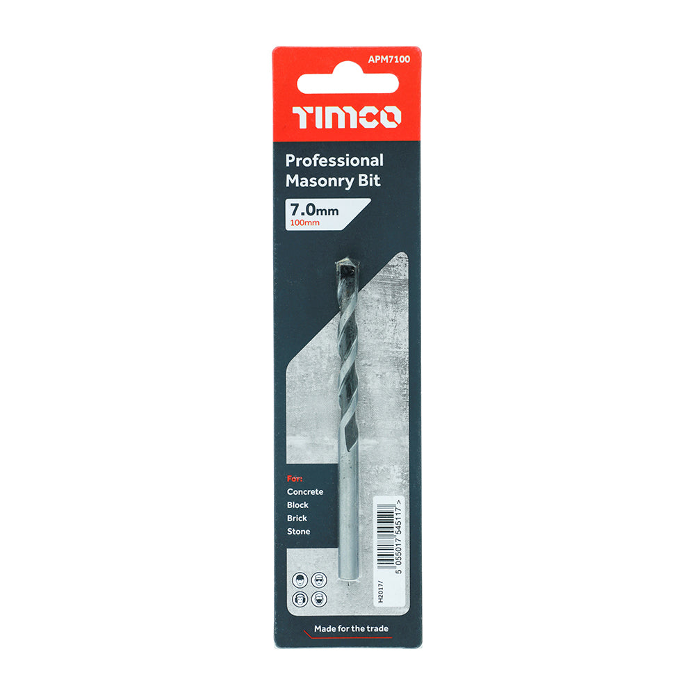 This is an image of Timco - Professional Masonry Bit 7.0 x 100 (1 Each Blister Pack) APM7100