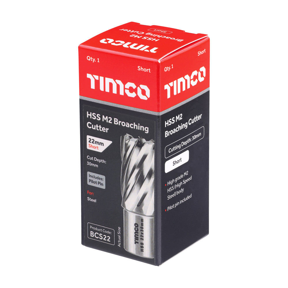 This is an image of Timco - Broaching Cutter - Short 22 x 30 (1 Each Box) BCS22