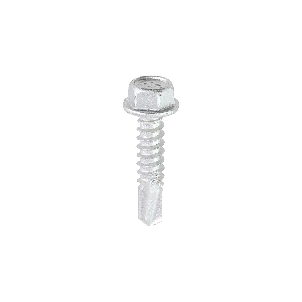 This is an image of Timco - Metal Construction Light Section Screws - Hex - Self-Drilling - Bi-Metal - Exterior - Silver Organic 5.5 x 25mm - (100 PCS Box) BML25