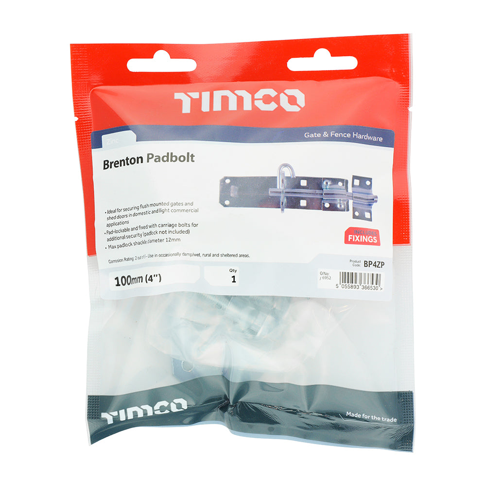 This is an image of Timco - Brenton Padbolt - Zinc 4" (1 Each TIMbag) BP4ZP