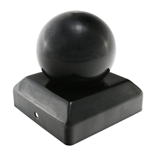 This is an image of Timco - Ball Fence Post Cap - Epoxy Black 50mm BPC50B
