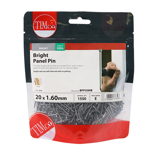 This is an image of Timco - Panel Pins - Bright 20 x 1.60mm (0.5 Kg TIMbag) BPP20MB