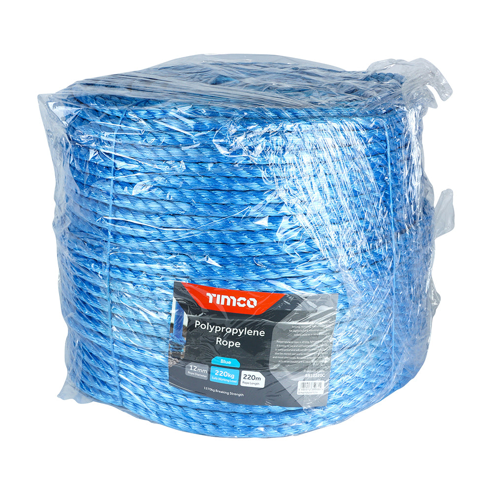 This is an image of Timco - Polypropylene Rope - Blue - Long Coil 12mm x 220m (1 Each Unit) BR12220C
