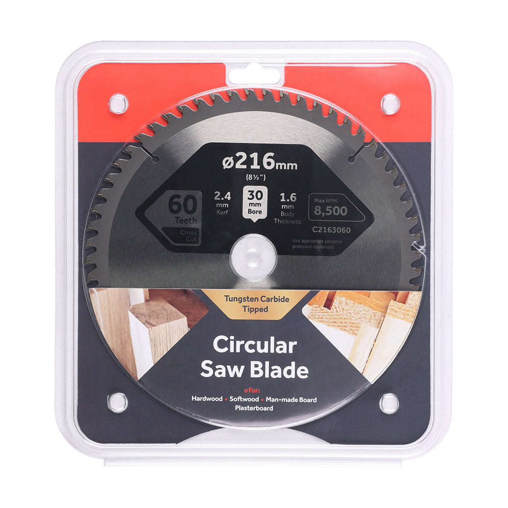 This is an image of Timco - Circular Saw Blade - Fine Trim/Finishing - Extra Fine 216 x 30 x 60T (1 Each Clamshell) C2163060