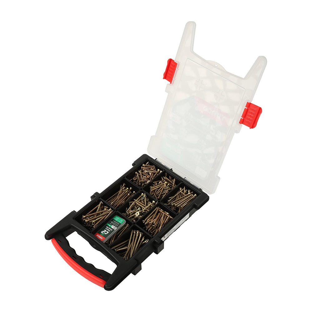 This is an image of Timco - C2 Strong-Fix Screws Mixed Grab Pack - PZ - Double Countersunk - Yellow - (600 PCS Tray) C2GPACK