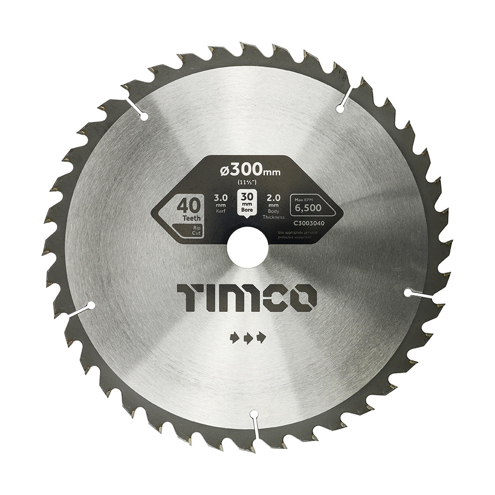 This is an image of Timco - Circular Saw Blade - Combination - Medium 300 x 30 x 40T (1 Each Clamshell) C3003040