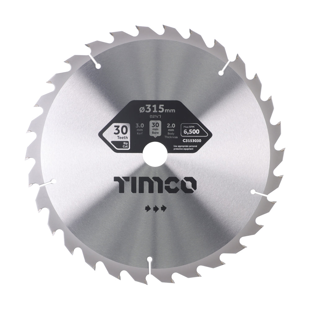 This is an image of Timco - Circular Saw Blade - General Purpose - Coarse/Medium 315 x 30 x 30T (1 Each Clamshell) C3153030
