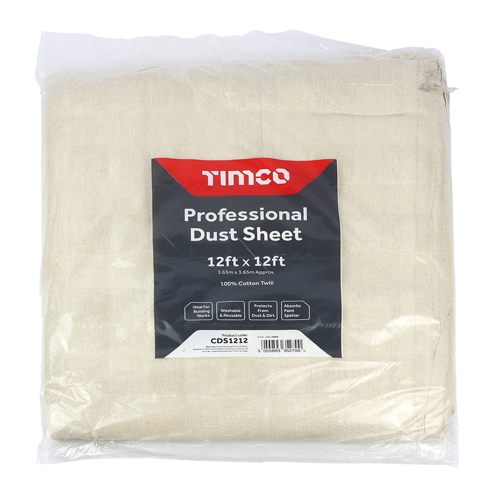 This is an image of Timco - Professional Dust Sheet 12ft x 12ft (1 Each Bag) CDS1212