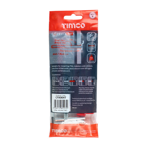 This is an image of Timco - Corefix 100 Dot & Dab Wall Fixing 5.0 x 100mm - (4 PCS Bag) CFX004T