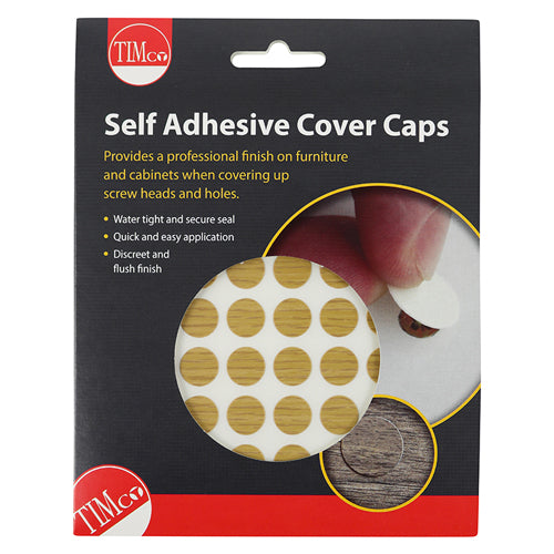 This is an image of Timco - Self-Adhesive Cover Caps - Oak 13mm - (112 PCS Pack) COVEROA13