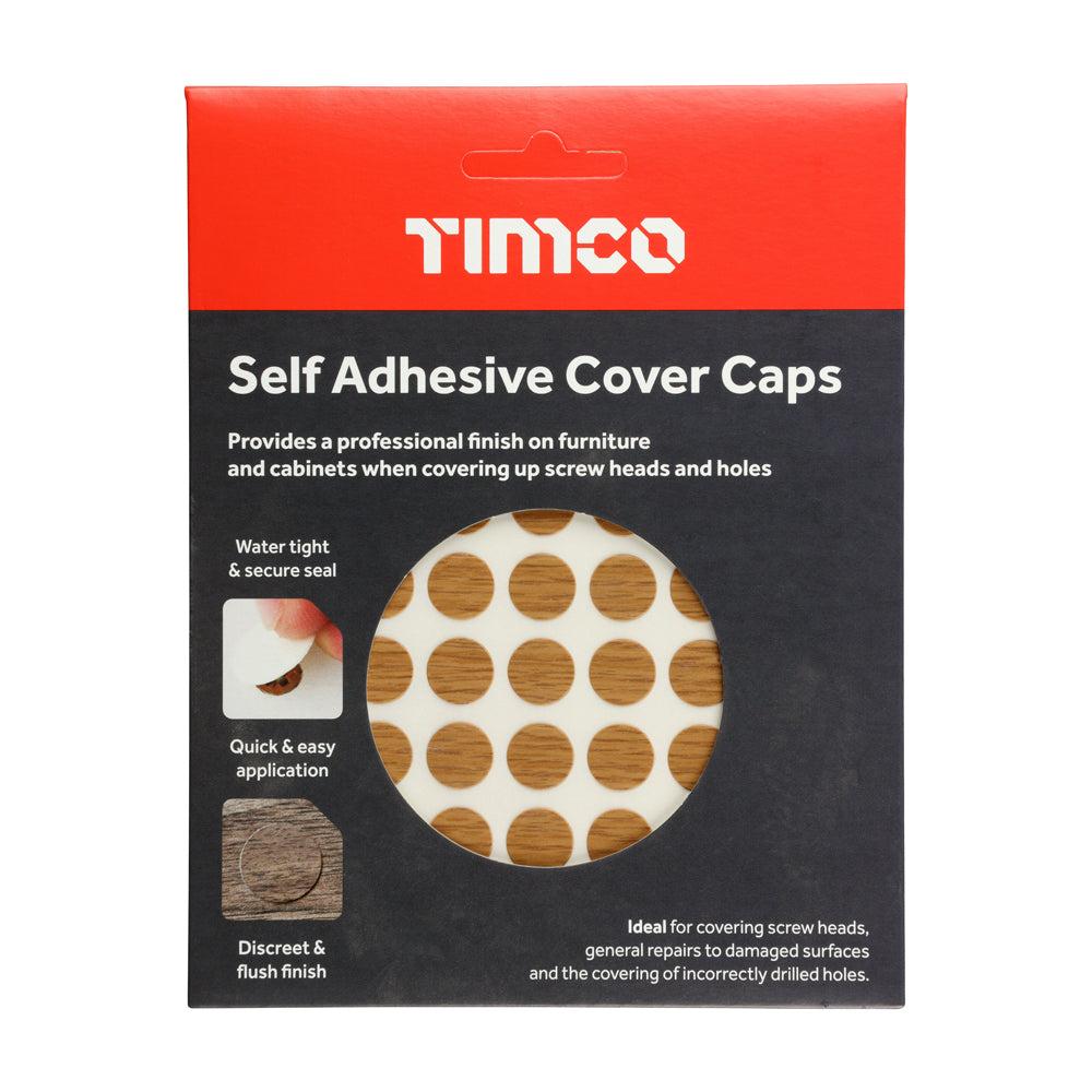 This is an image of Timco - Self-Adhesive Cover Caps - Winchester Oak 13mm - (112 PCS Pack) COVERWO13