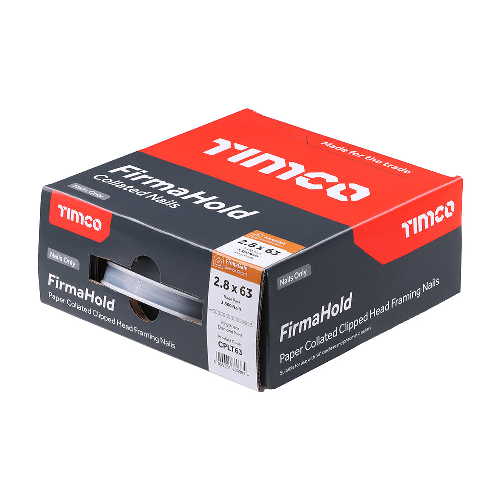 This is an image of Timco - FirmaHold Collated Clipped Head Nails - Trade Pack - Ring Shank - FirmaGalv + 2.8 x 63mm (3300 PCS Box) CPLT63