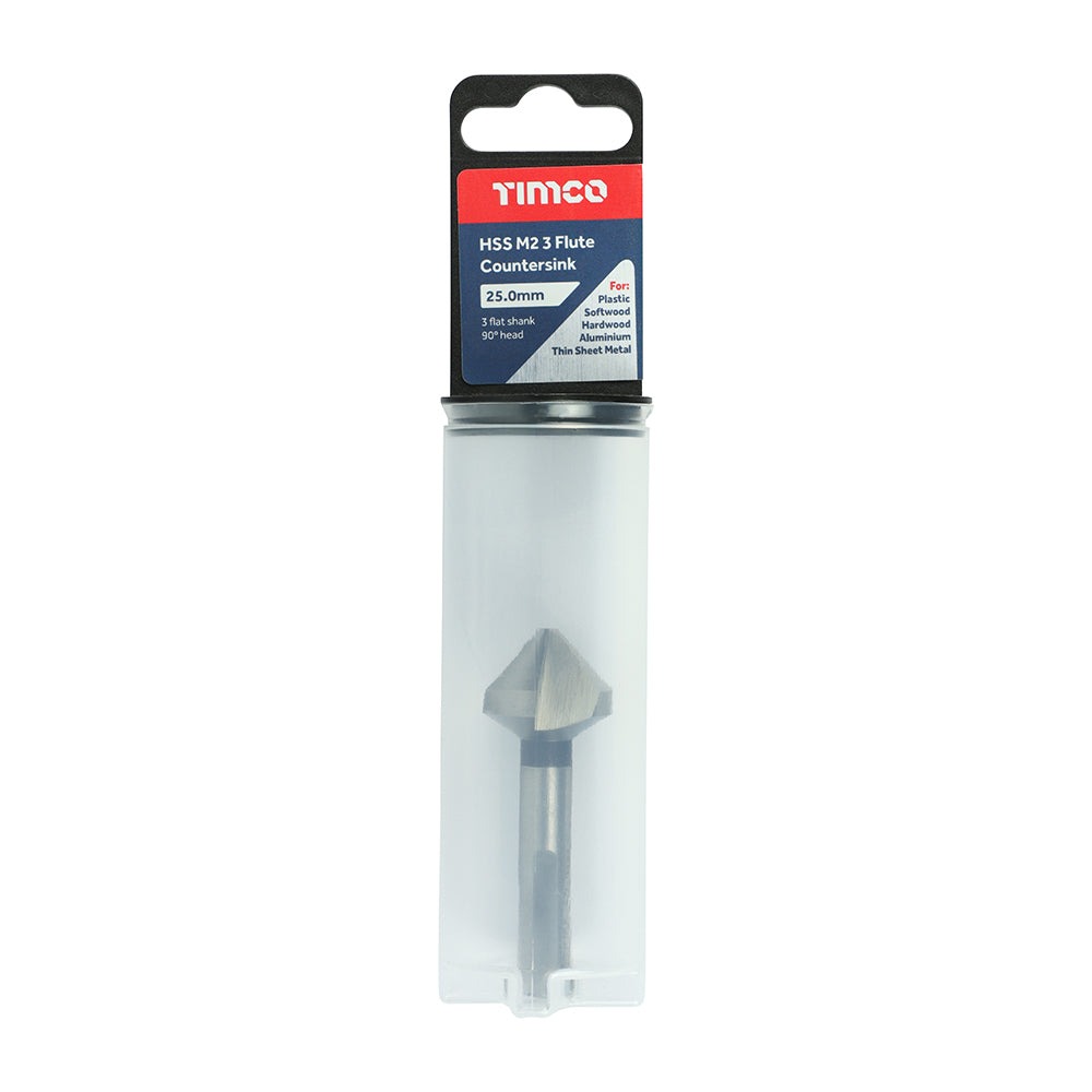 This is an image of Timco - 3 Flute Countersink 25.0mm (1 Each Tube) CS250