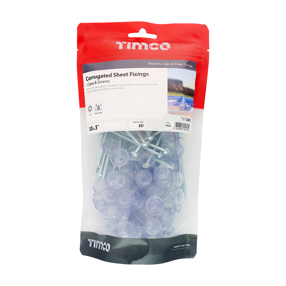 This is an image of Timco - Corrugated Sheet Fixings - Clear 10 x 3mm (50 PCS TIMbag) CSFC