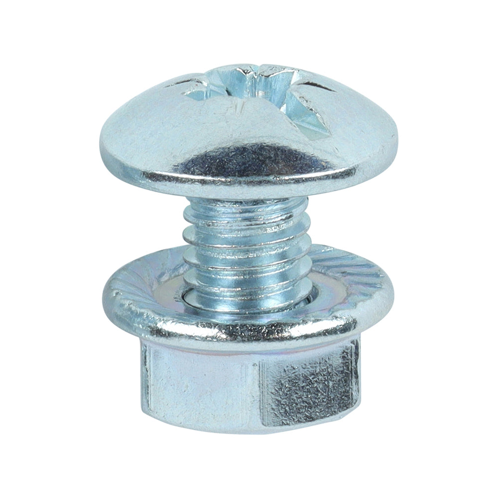 This is an image of Timco - Cable Tray Bolts with Flange Nuts - Zinc M6 x 12mm - (200 PCS Box) CTB612