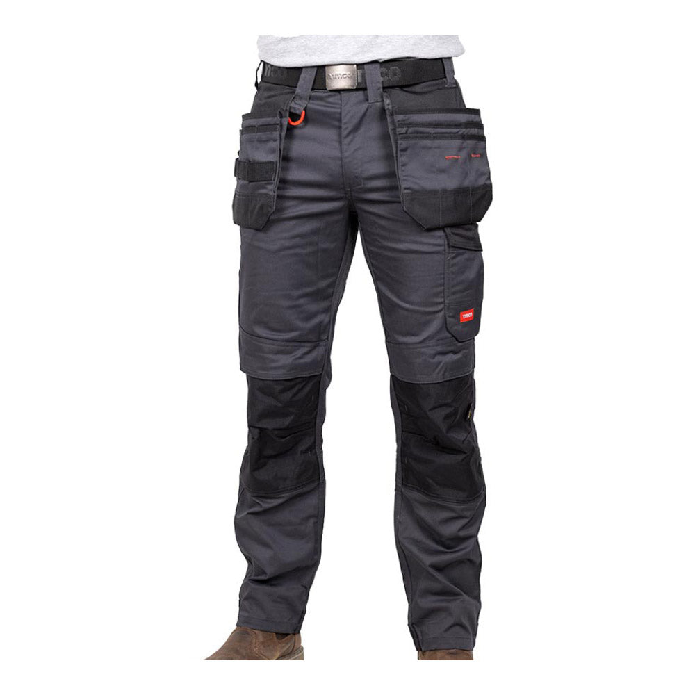 This is an image of Timco - Craftsman Trousers - Grey/Black W32 L32 (1 Each Bag) CTGBK3232