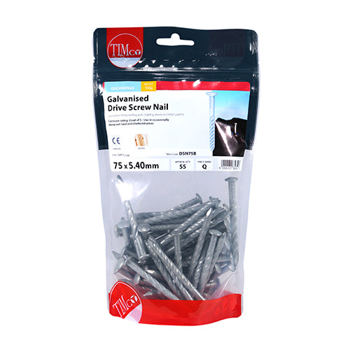 This is an image of Timco - Drive Screws - Galvanised 75 x 5.40mm (1 Kg TIMbag) DSN75B