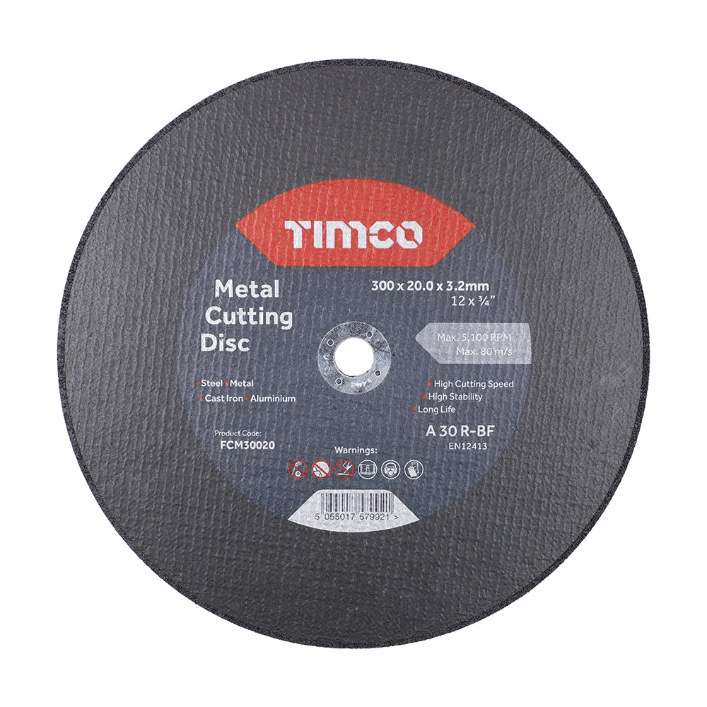 This is an image of Timco - Bonded Abrasive Disc - For Cutting 300 x 20.0 x 3.2 (25 Pieces Box) FCM30020