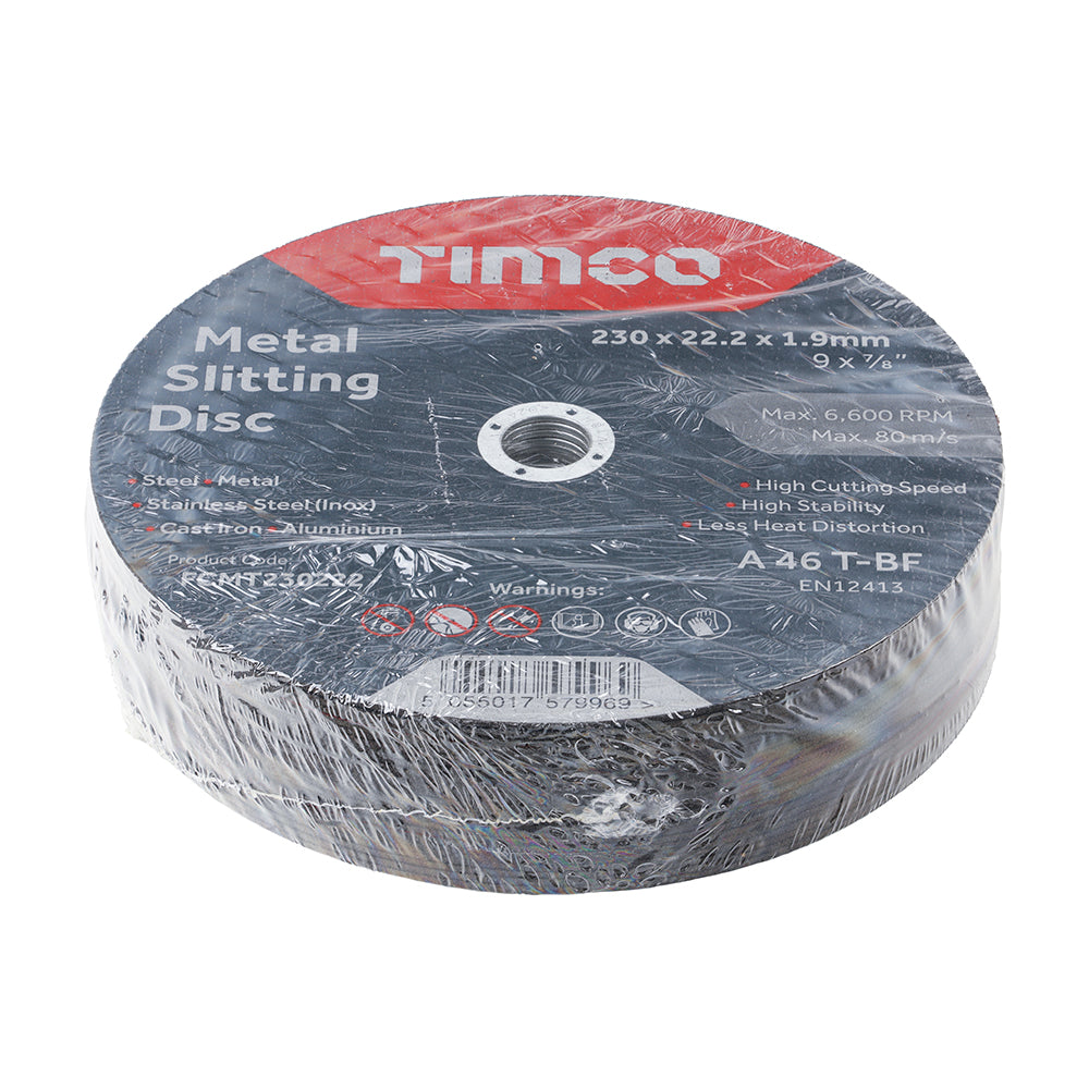 This is an image of Timco - Bonded Abrasive Disc - For Cutting 230 x 22.2 x 1.9 (25 Pieces Box) FCMT230222