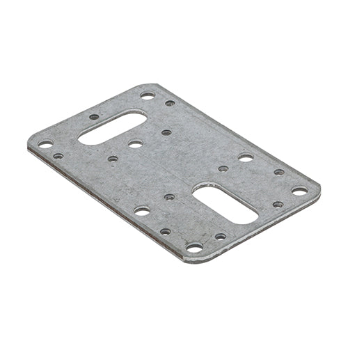 This is an image of Timco - Flat Connector Plates - Galvanised 62 x 100mm (5 Pieces Bag) FCP100
