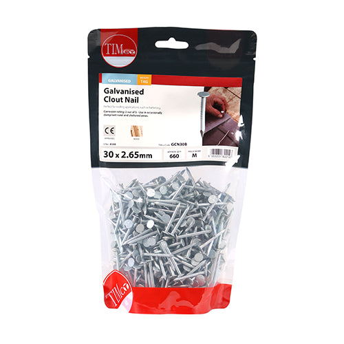 This is an image of Timco - Clout Nails - Galvanised 30 x 2.65mm (1 Kg TIMbag) GCN30B