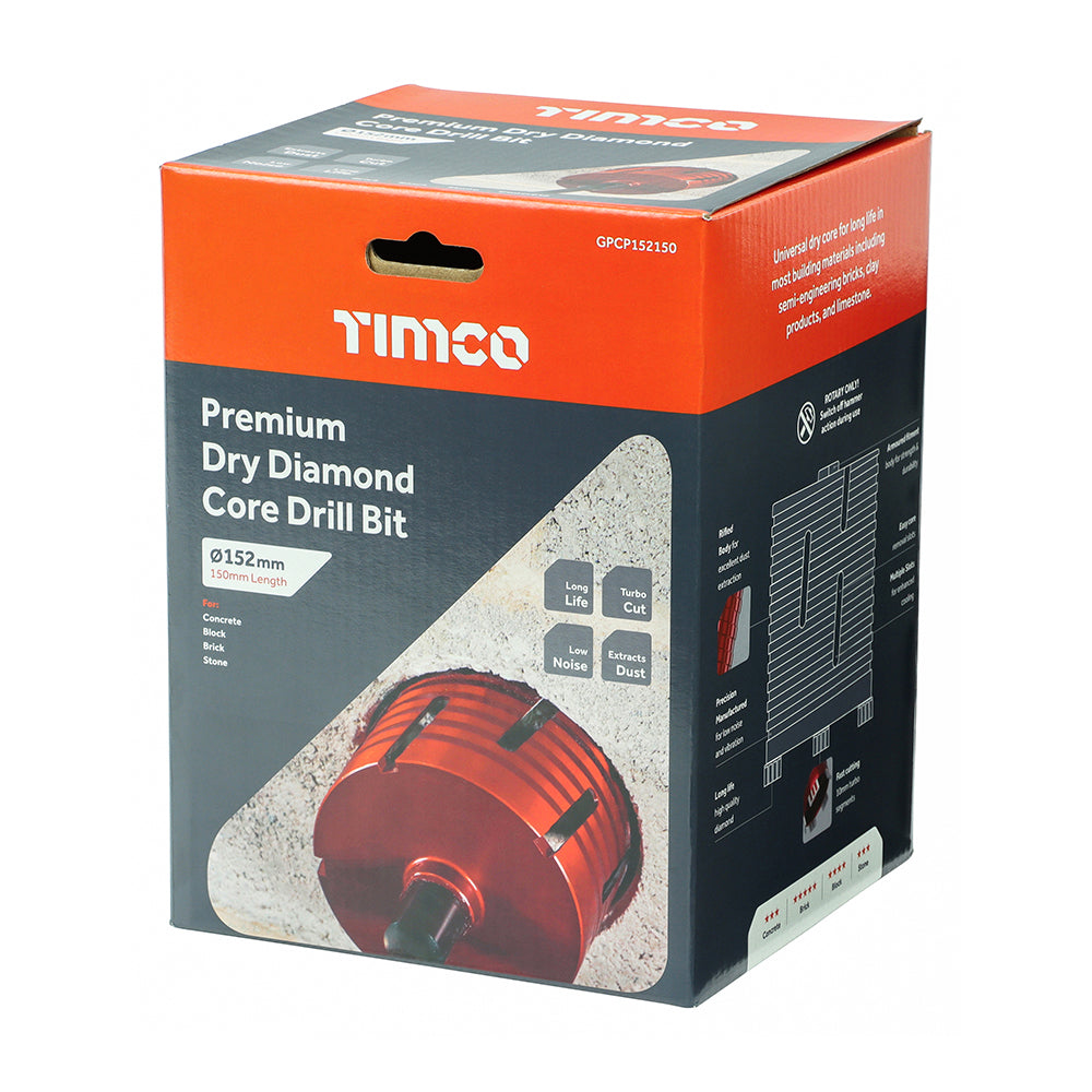 This is an image of Timco - Premium Dry Diamond Core Drill Bit 152 x 150mm (1 Each Box) GPCP152150