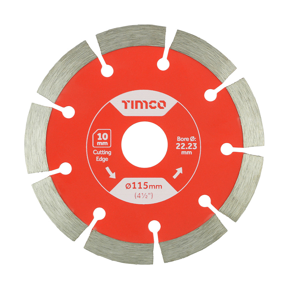 This is an image of Timco - General Purpose Diamond Blade - Segmented 115 x 22.2 (1 Each Box) GPE115222